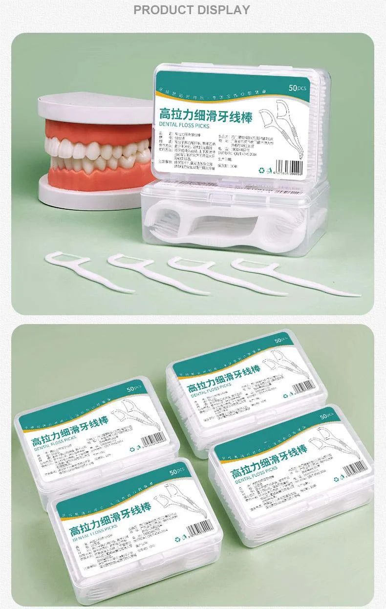 3 PCS Disposable Plastic Toothpick Dental Floss High-tension Smooth Dental Floss Stick Portable Dental Floss Box Dental