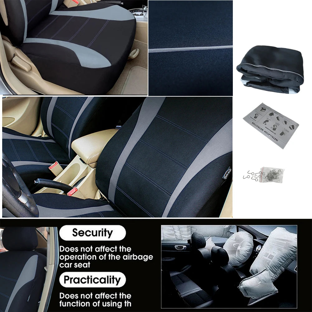 AUTO HIGH Universal Auto Seat Covers Full Set for Car Truck SUV Van Polyester Front & Rear Protector