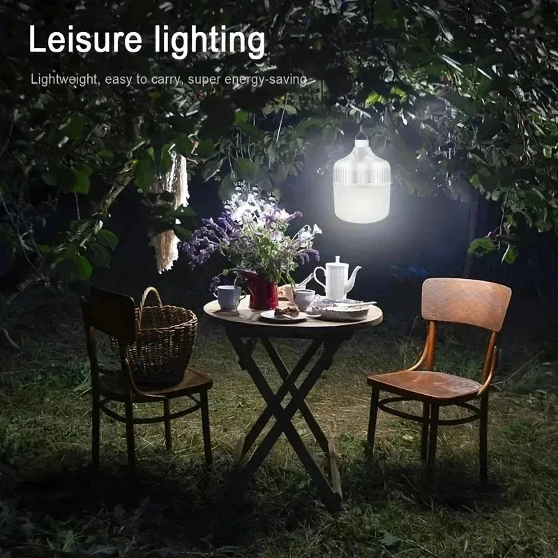 LED Outdoor USB Rechargeable Light Bulb High Brightness Emergency Light Hook Camping Fishing Portable Lantern Night Light Carry