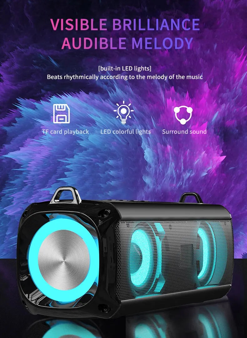 Popular Rockmia RGB LED Lights Speaker EBS-045 BT 5.0 Portable Wireless Bluetooth Music Player Micrphone Built TF Card Support