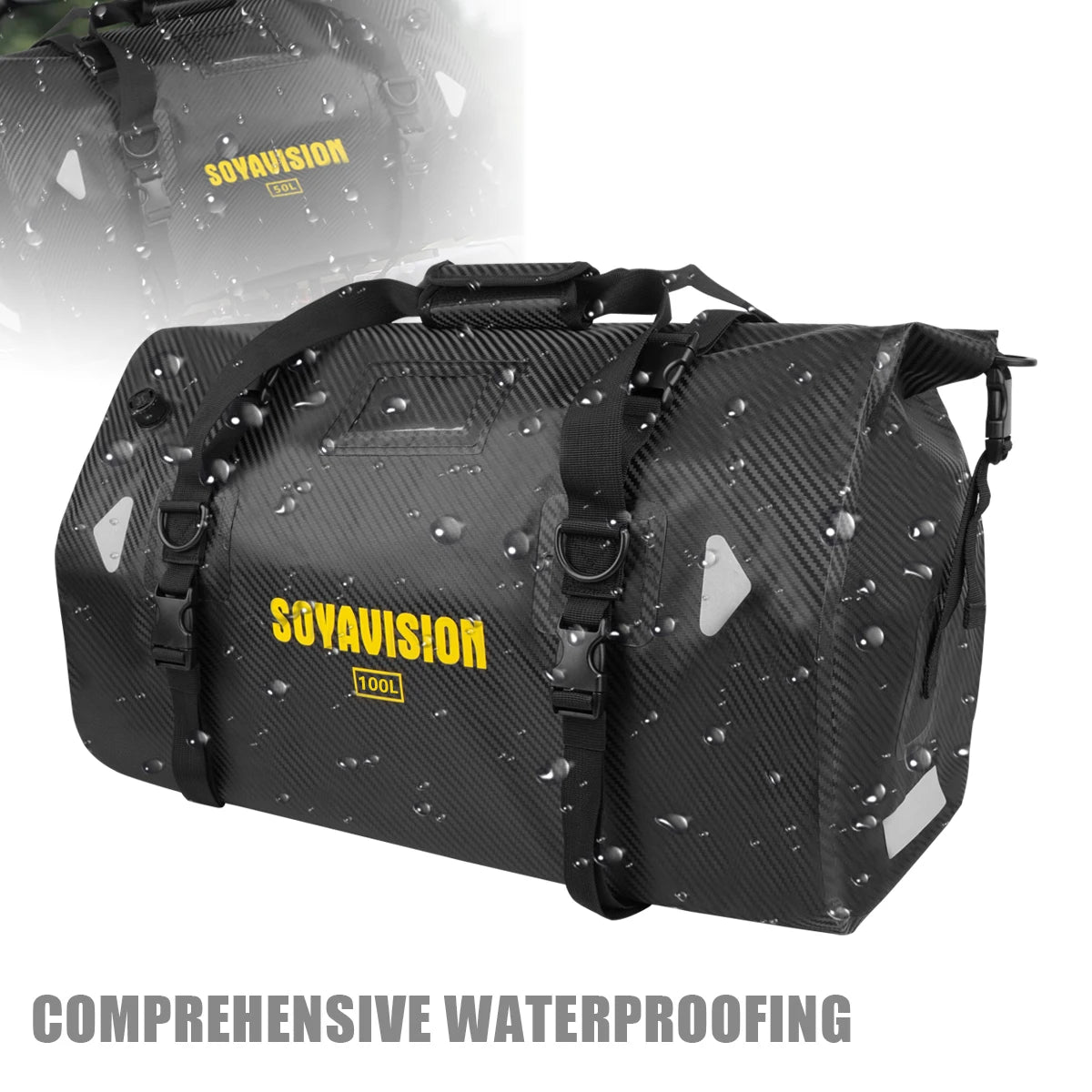 Motorcycle Dry Bag Waterproof Reflective Tail Duffle Bag Skiing Travel Hiking Camping Boating Riding Fishing Outdoor Luggage