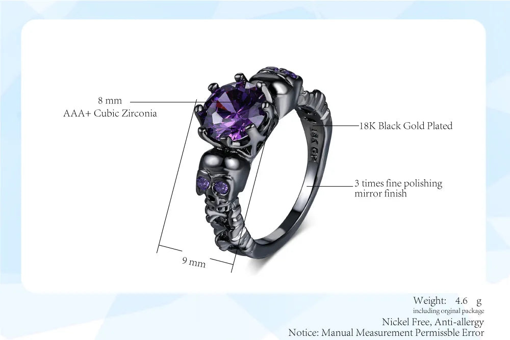 Retro Punk Gothic Skull Rings for Women Men Aesthetic Black Gold Halloween Accessories Witcher Goth Finger Ring Jewelry Gifts