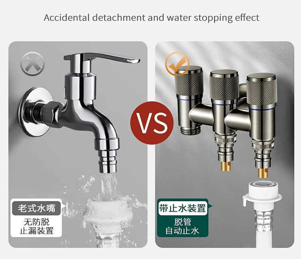 Universal 1/2 Thread One Into Three Out Faucet Kitchen Stainless Steel Inlet Valve Fitting Valve Toilet Bathroom Fittings