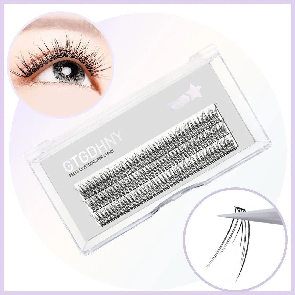 Fish Tail Cluster Eyelash A/M Shape Spikes Lashes Individual Dovetail Makeup Extension Wispy Premade Fans Natural Fluffy 3Rows