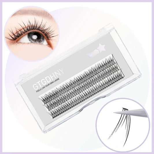 Fish Tail Cluster Eyelash A/M Shape Spikes Lashes Individual Dovetail Makeup Extension Wispy Premade Fans Natural Fluffy 3Rows