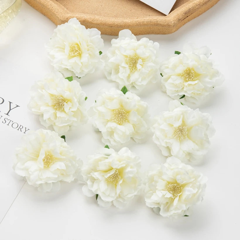 5/10pcs Artificial Flower Silk Peony Scrapbook Diy Home Vase Christmas Wreath Wedding Wall Decoration Garden Arch Accessories