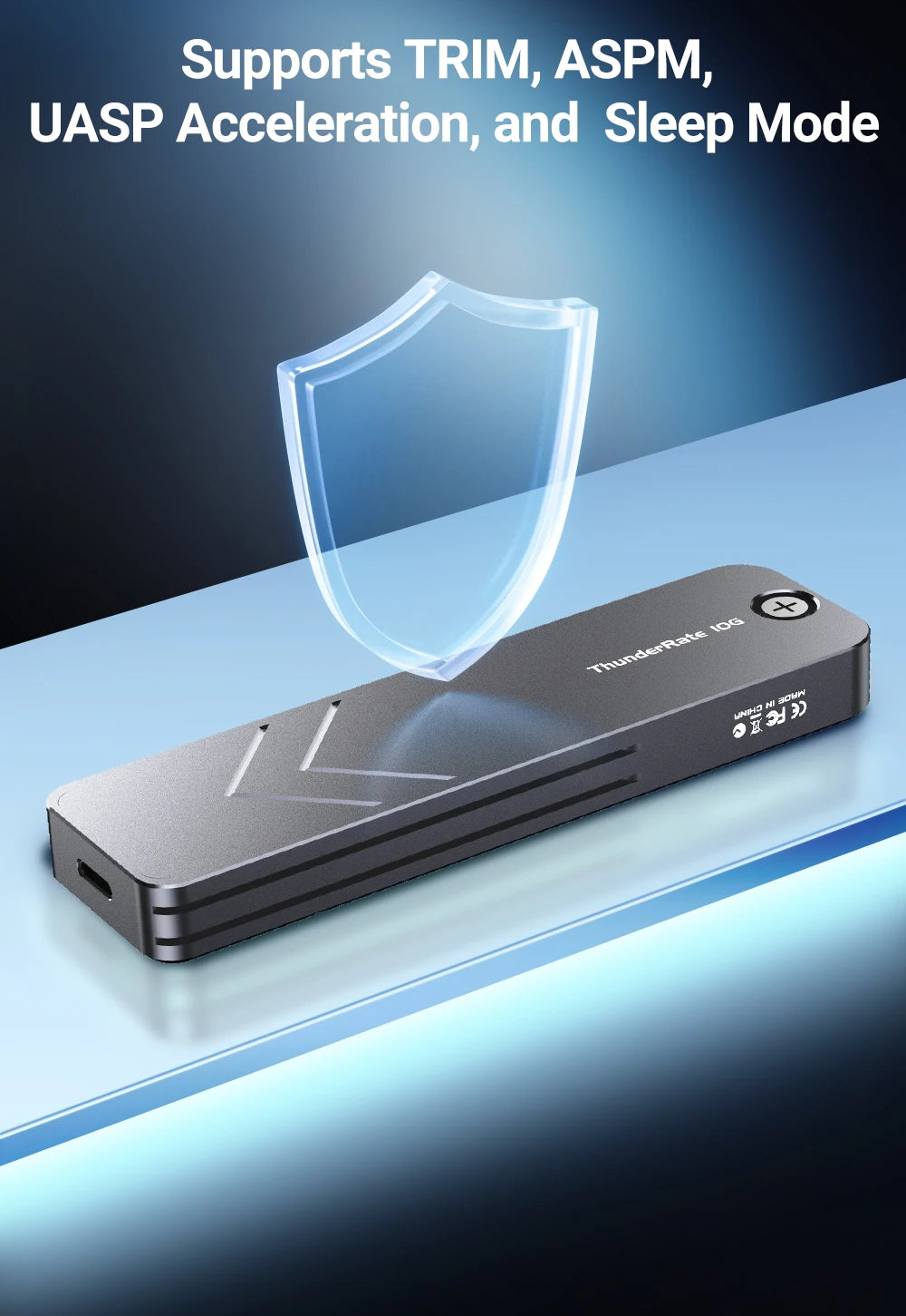 JEYI M.2 NVMe NGFF SSD Enclosure, Full Aluminum USB 3.2 Gen 2 10Gbps PCIe Or SATA 6Gbps M-Key B- Key M.2 Case Support Trim UASP