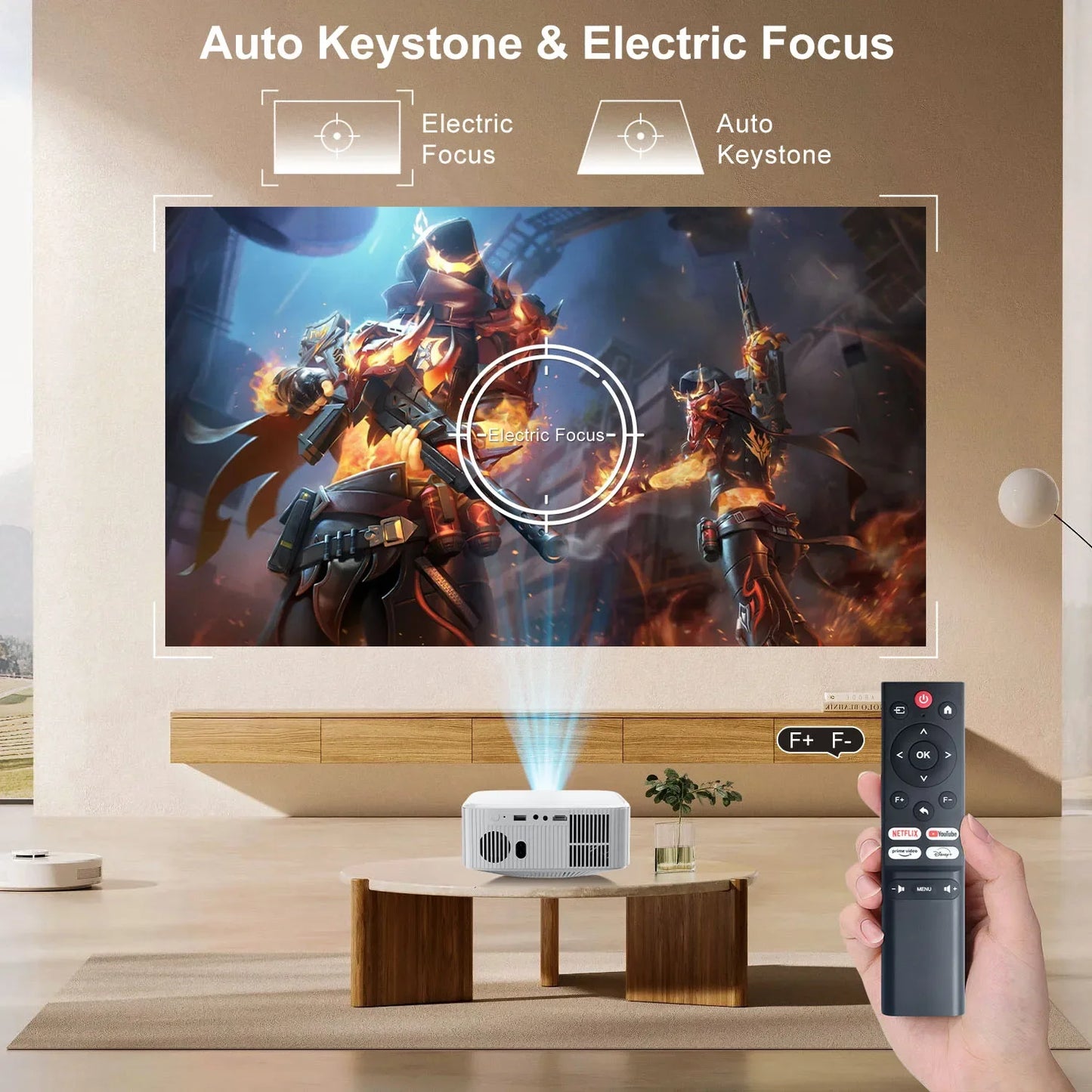 ZDSSY P92 MAX Smart Projector Android 13 Netflix Officially Licensed HD 1080P BT5.2 WiFi 12000L Elec Focus Auto Keyston 4K Movie