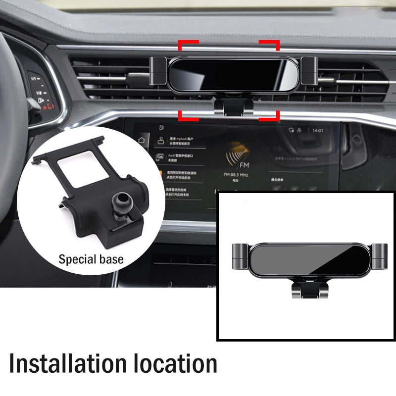 Car Phone Holder For Audi A6 A7 C8 4A2 4A5 4GH 4GJ 2012-2022 Gravity Navigation Bracket Air Outlet Clip Bracket Auto Accessories