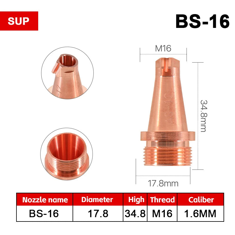 M16 SUP Laser Welding Nozzle AS-12 BS-16 CS-12 DS ES-12 FS-16 Cutting Nozzle Wire Feed Nozzles for Handheld SUP Laser Welder