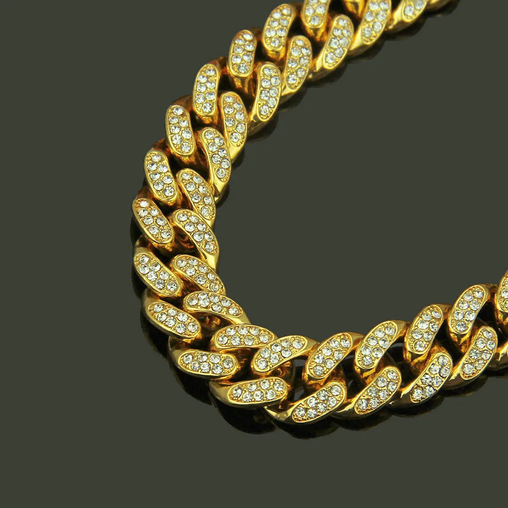 HNSP Luxury Ice Chain For Men Cuban Necklace Jewelry Hip Hop Neck Male Accessories 13MM Wide