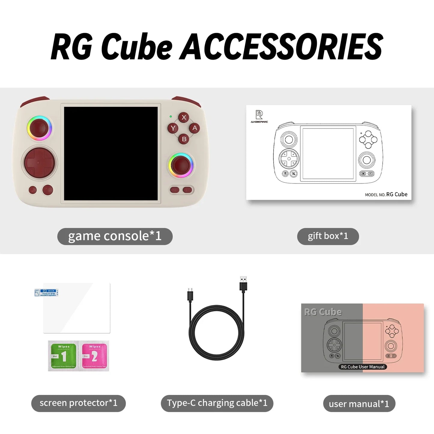ANBERNIC RG Cube Handheld Game Console 3.95'' IPS Touch Screen Android13 RGB Lighting Effect RGCUBE Streaming Retro Video Player
