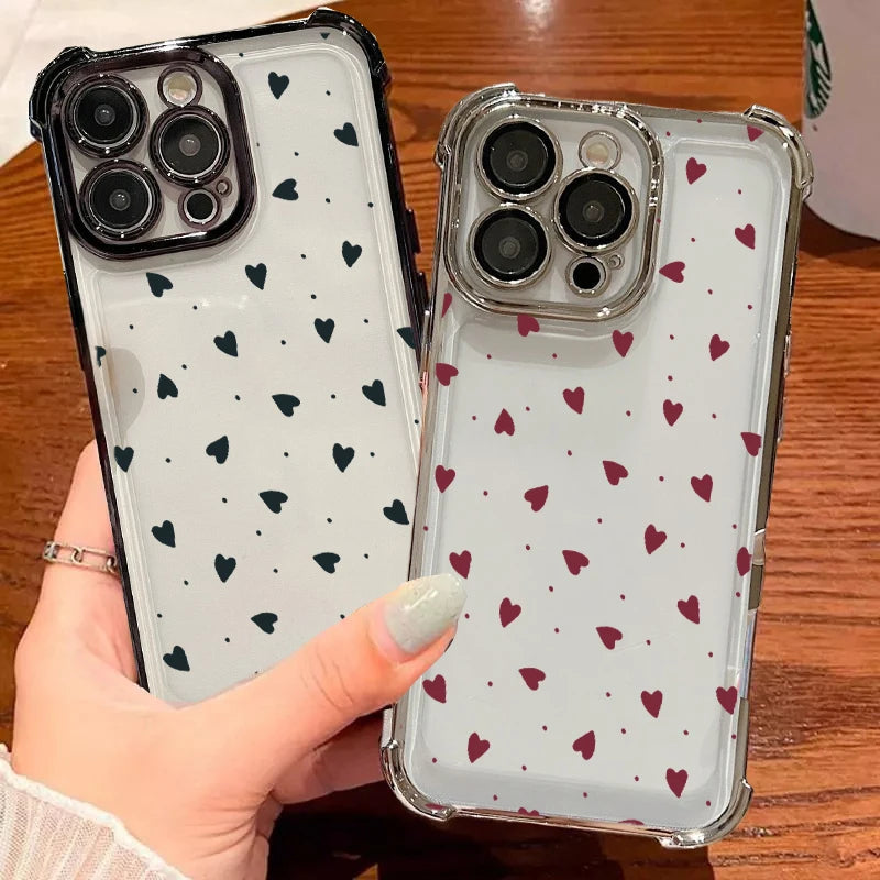 Cute Love Heart Electroplated Airbag Case For Realme 15 14 Pro Plus 15T 5G C53 C51 C85 C55 C15 C20 C35 C33 12 13 9 Pro Plus GT 7