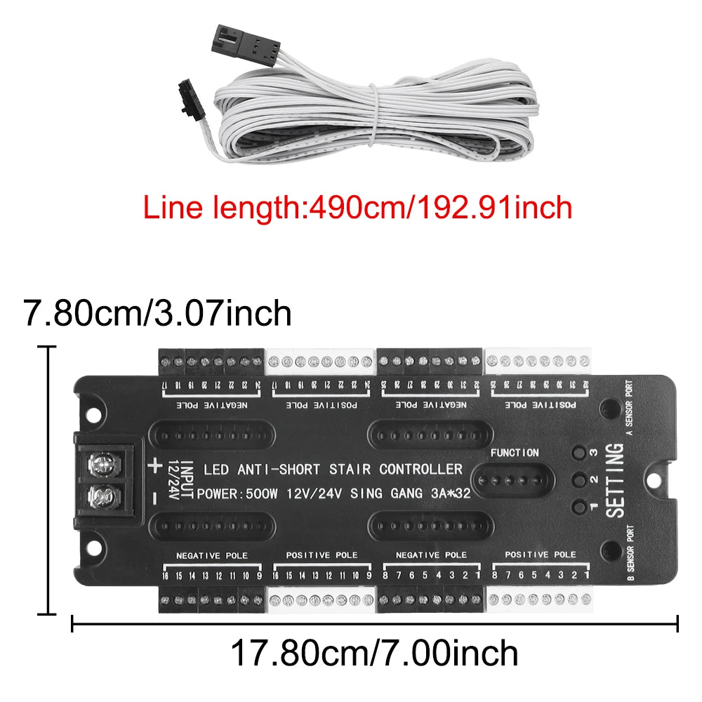Adjustable Brightness For Stairs Flexible Strip LED Motion Sensor Stair Light Controller Kit DC 12V 24V 32 Channels