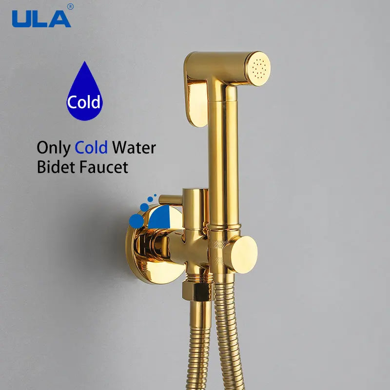 ULA Brass Bidet Faucet Portable Bidet Sprayer Single Cold Water Tap Toilet Faucet Sprayer Douche Bidet Faucet Black/Chrome/Gold