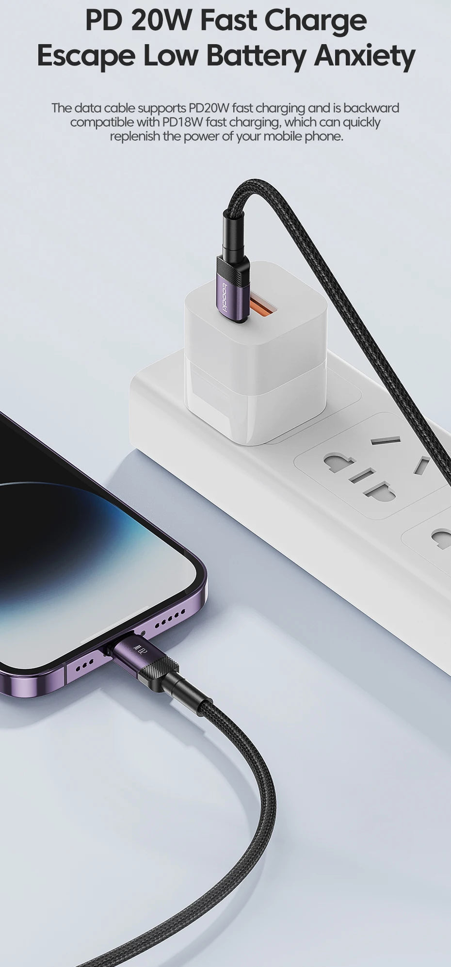Toocki PD 20W USB C To Lightnin Cable For iPhone 15 14 13 12 11 Pro XS 8 Type C To Lightning Cable Data Wire Fast Charging Cable