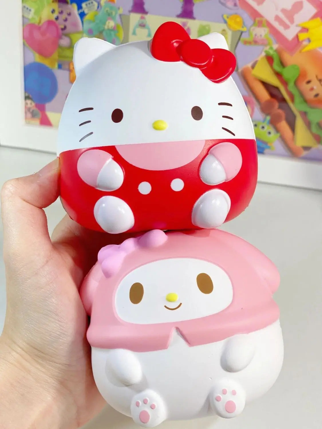 Sanrio Kawaii Hello Kitty Melody Decompression Kuromi Cinnamoroll Stress Relief Squishy Anime Cartoon Children's Hand Pinch Toy