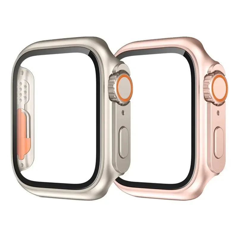 2PCS Case Glass+Case For Apple Watch 42 46 44 45 41 40mm Screen Protector Cover Change Ultra Bumper IWatch Series10 9 8 7 SE 6 5