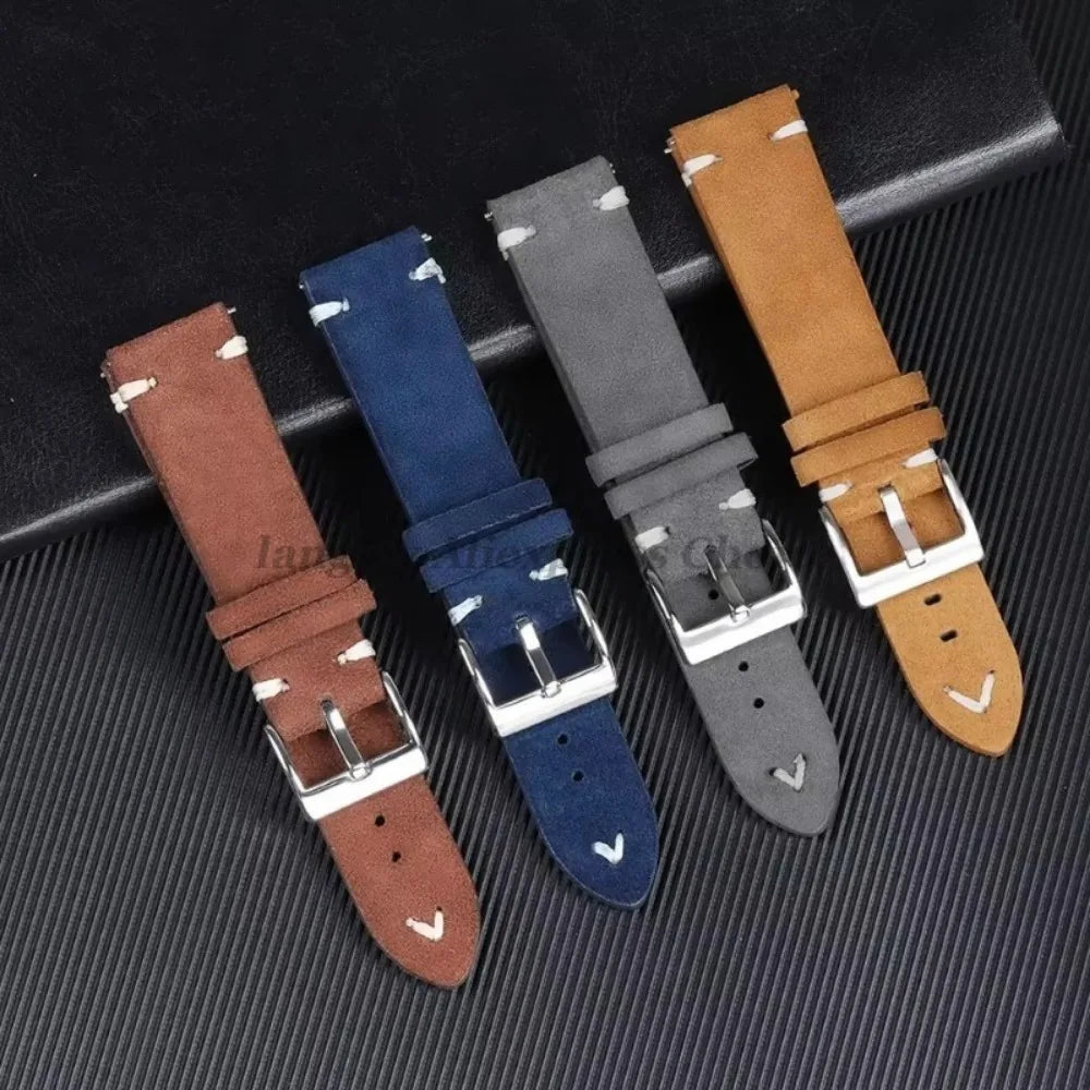 Soft Suede Watch Band 18mm 20mm 22mm Leather Strap Brown Blue Black Belt Replacement for Seiko Quick Release Men Women Bracelet