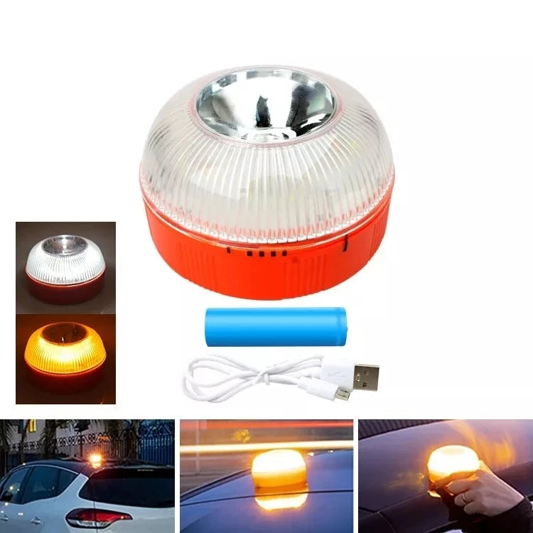 Car Emergency Beacon Light USB Rechargeable V16 Magnetic Induction Strobe Flashing Warning Light Help Flash Safety Signal Lamp