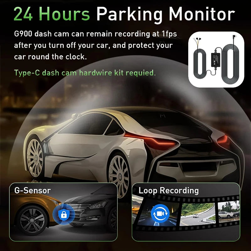 Dash Cam for Cars Car Camera Dash Cam 4K WIFI Camera for Car Front and Rear Dash Camera Black Box 24H Parking Mode Recorder