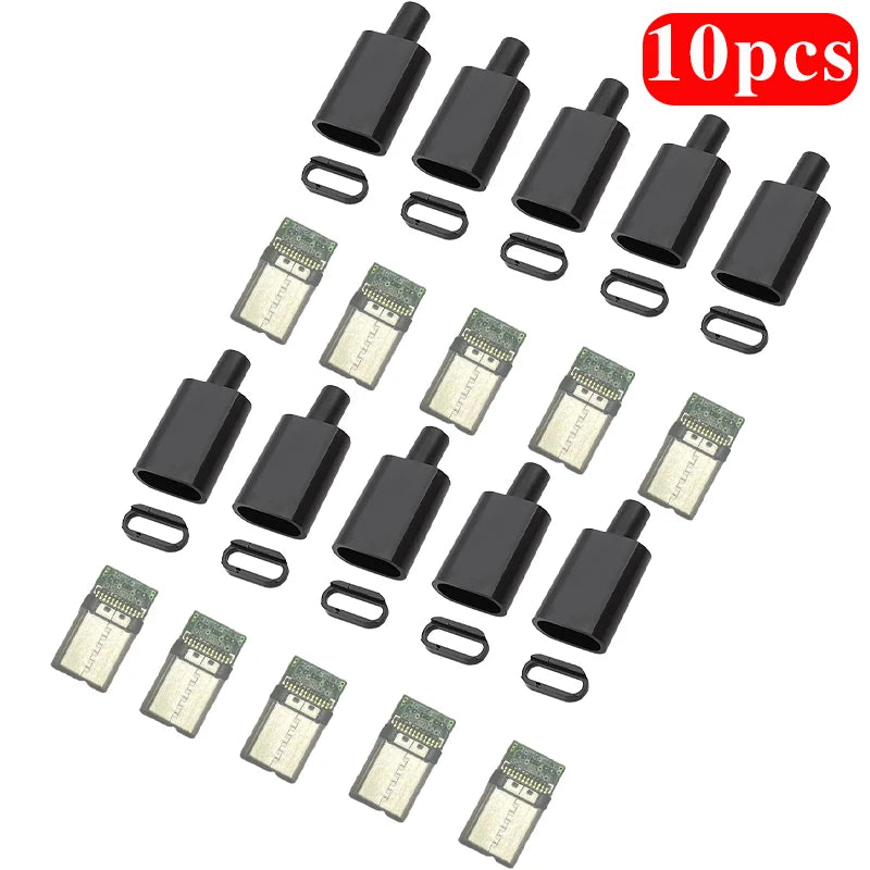 5Pcs TYPE C USB 3.1 24 Pin Male Plug Welding Connector Adapter with Housing Type-C Charging Plugs Data Cable Accessories Repair