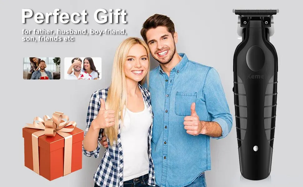 KEMEI Black Hair Clippers for Men Cordless Clippers for Hair Cutting Professional Barber Clippers USB Rechargeable Wireless Hair