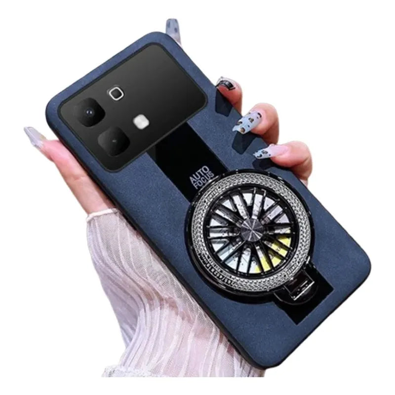 For Infinix Note 60 Pro 5G Solid color synthetic leather silicone shell with heat dissipation bracket For Infinix Note 60 Pro 5G