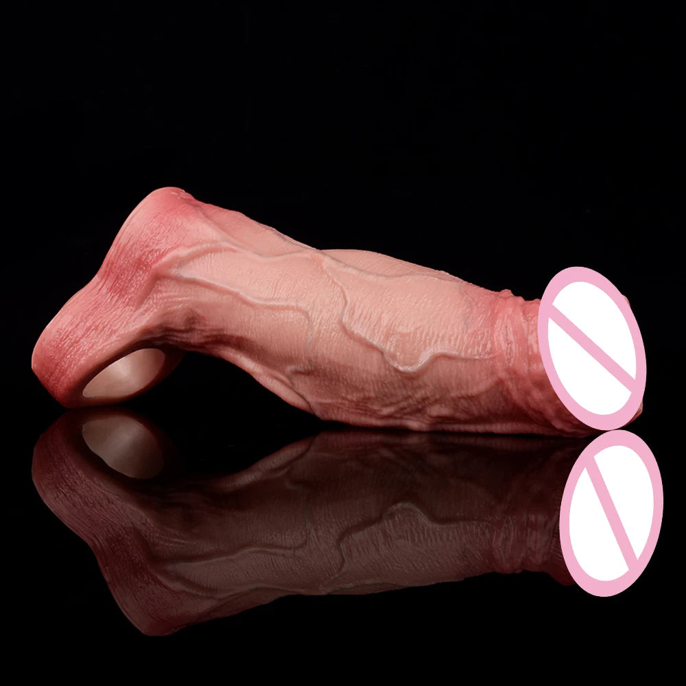 ORALSX 10 Styles Silicone Reusable Open-ended Penis Sleeve Delay Ejaculation Dick Enlargement Sex Toys For Men Game Pleasure
