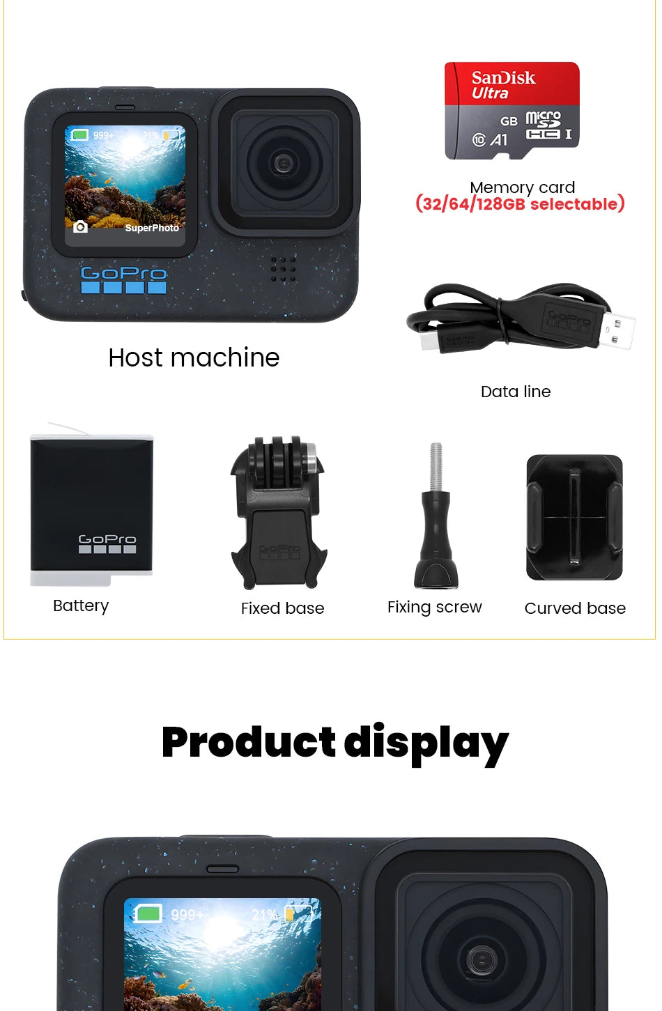GoPro HERO 12 Black Action Camera HyperSmooth6.0 5.3K60fps Video 27MP Go Pro12 helmet Sport Camera