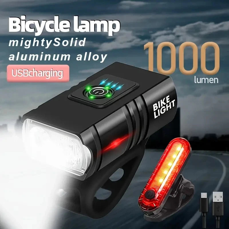 Bright Bicycle Light T6 LED Front USB Rechargeable MTB Mountain Bicycle Lamp 1000LM Bike Headlight Flashlight Cycling Scooter