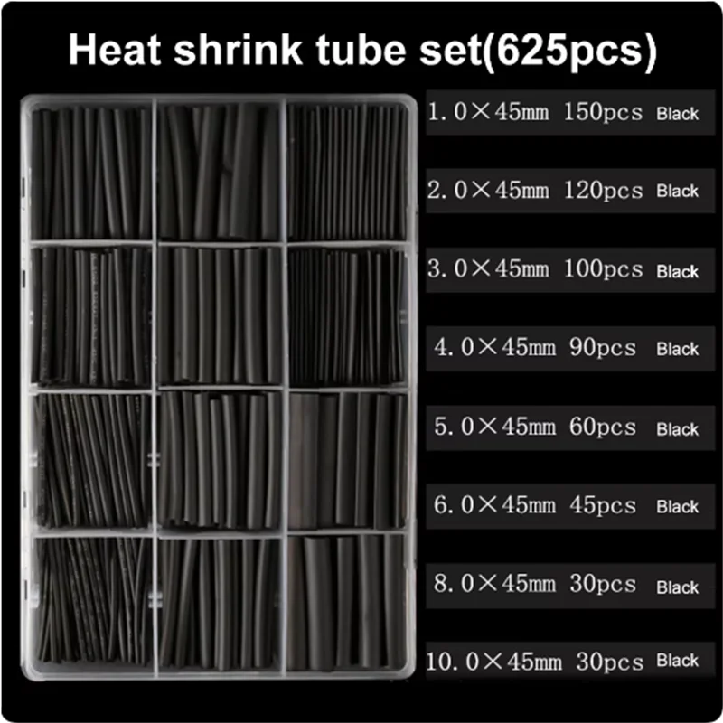 127-750pcs Heat-shrink Tubing Thermoresistant Tube Heat Shrink Wrapping Kit Electrical Connection Wire Cable Insulation Sleeving