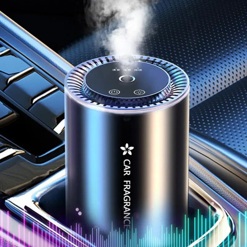 Car Air Freshener Essential Oil Fragrance Diffuser Smell Distributor USB Rechargeable Aromatherapy Scent Air Refresher LED Light