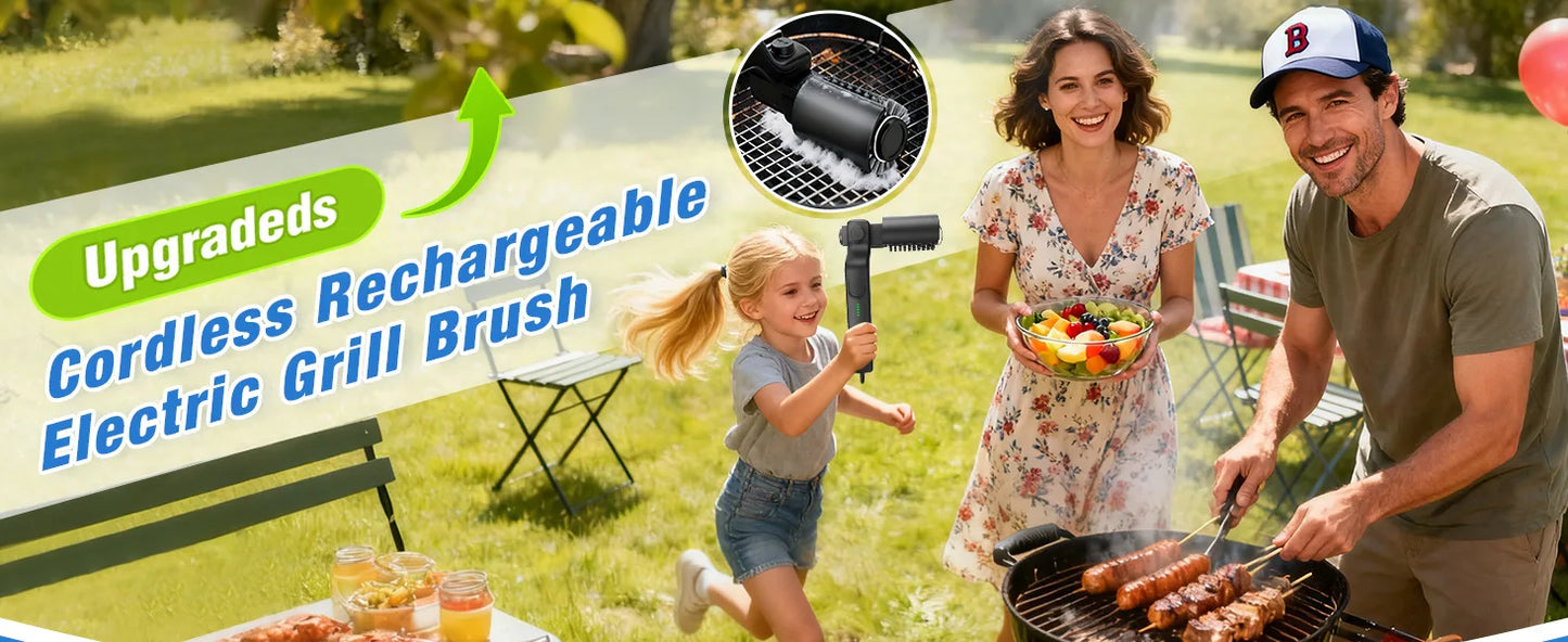 Electric Grill Brush Cleaning BBQ Cleaner Brush Cordless Rechargeable Rotary Adjustable Outdoor Heavy oil Stains Clean Tool