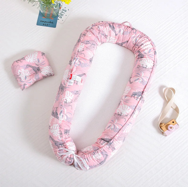 Soft Baby Sleeping Nest Bed Infant Cot Lounger Portable Co-sleeping Cribs for Newborn Bassinet Cotton Portable Crib Travel Bed