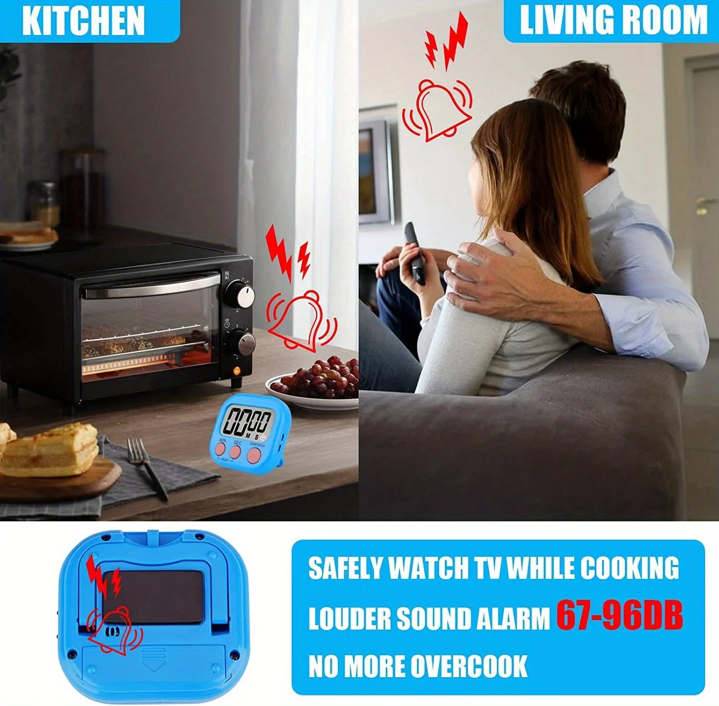 Multi-Function Electronic Timer, Big LCD Display The Loud/Silent Switch Countdown Timer, In Break Time, Cooking, Gym, Meeting