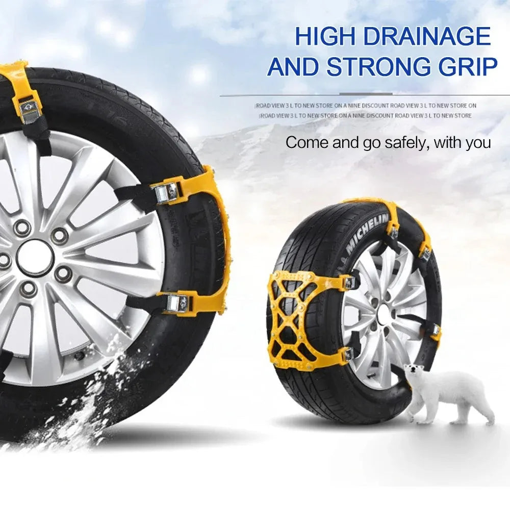Car Snow Tire Chains Mud Tyre Wheels Thick Anti-Skid Belt For Car/SUV/Truck Portable Easy to Mount Emergency Traction Car