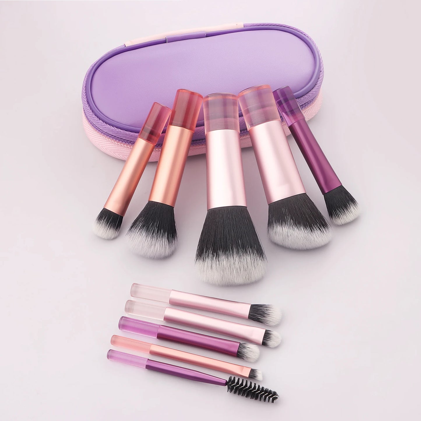 10pcs Makeup Brush Sets,Plastic mini with bag multifunctional Makeup Brush at home or On-the-Go Brush Professional Makeup tool