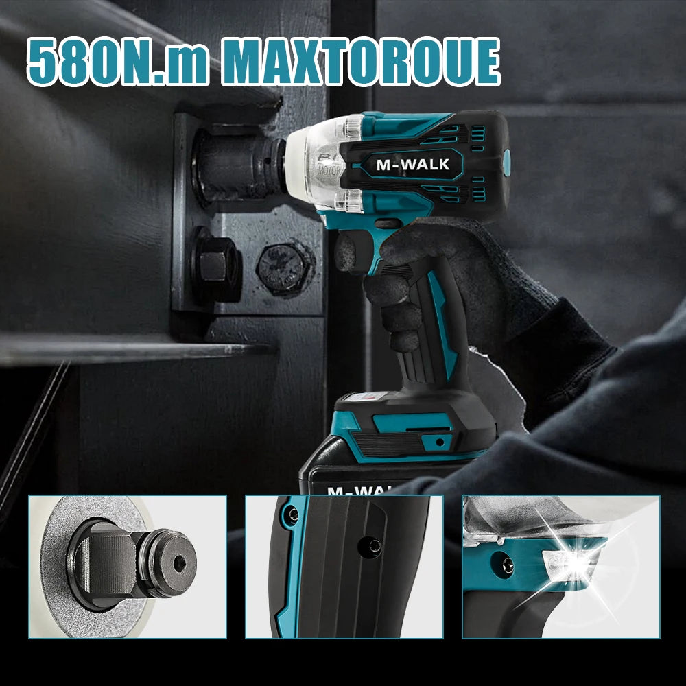330N.m Cordless Impact Wrench 1/2" Socket Brushless Impact Driver Car Repair Electric Power Tool For Makita 18V Battery Pin