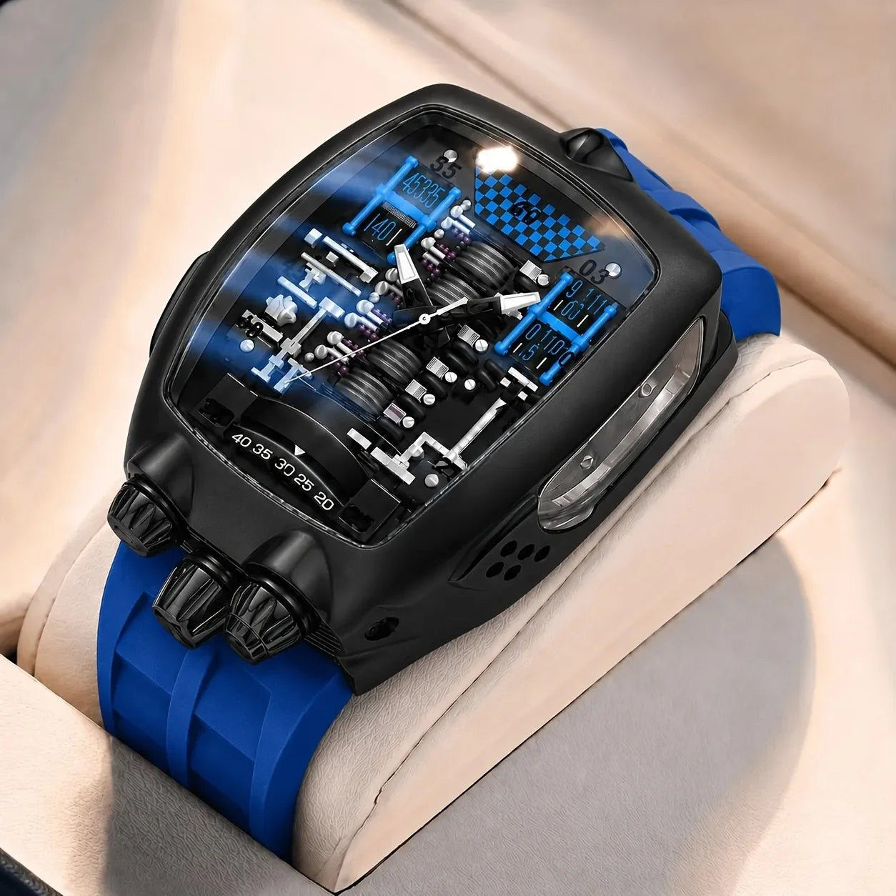 1pcs Men's black dial alloy strap vintage fashion tonneau sporty details Quartz Watch for business party holiday