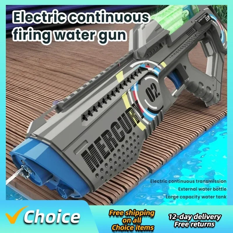 Summer Fully Automatic Electric Water Gun with Light Rechargeable Continuous Firing Party Game Kids Space Splashing Toy Boy Gift