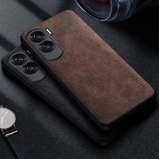 Premium Luxury leather Phone Case for Honor 90 Lite 70 50 20 Pro 10 Retro Business Style Solid color cover funda capa
