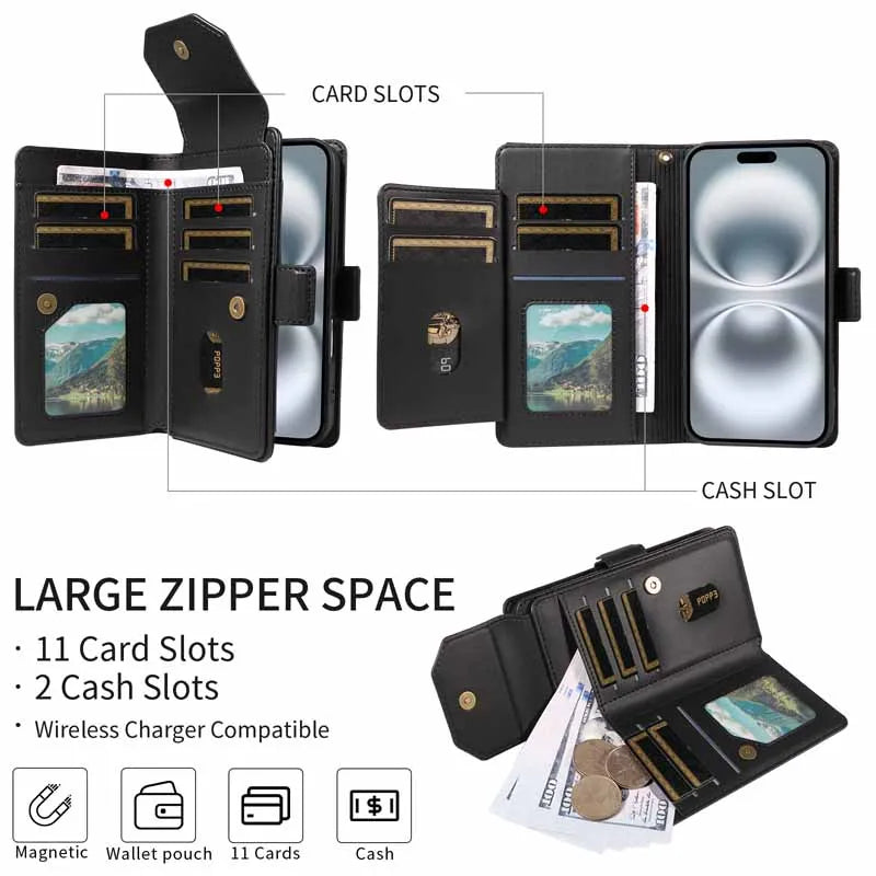 Leather Case For Samsung Galaxy S25 Ultra S24 S23 S22 S21 FE S20 S10 Plus Note 10 8 9 20 Edge Flip Wallet Multi-card Phone Cover