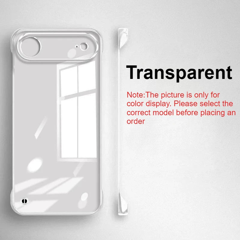 Ultra Thin Frameless Case for Iphone 17promax Air Slim Hard Shockproof Bumper Transparent Cover For iPhone17 17pro air