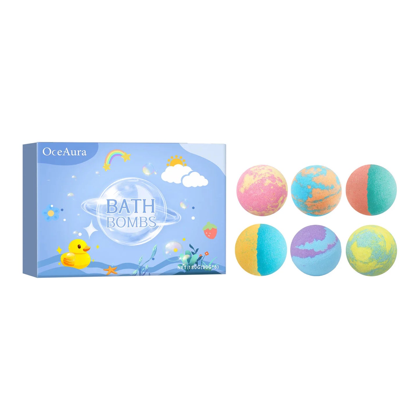 Ocaura Christmas Colorful Salt Bath Balls Rich Bubble Stress Relief Body Spa Essential Oil Deeply Moisturizing Gifts Bath Bombs