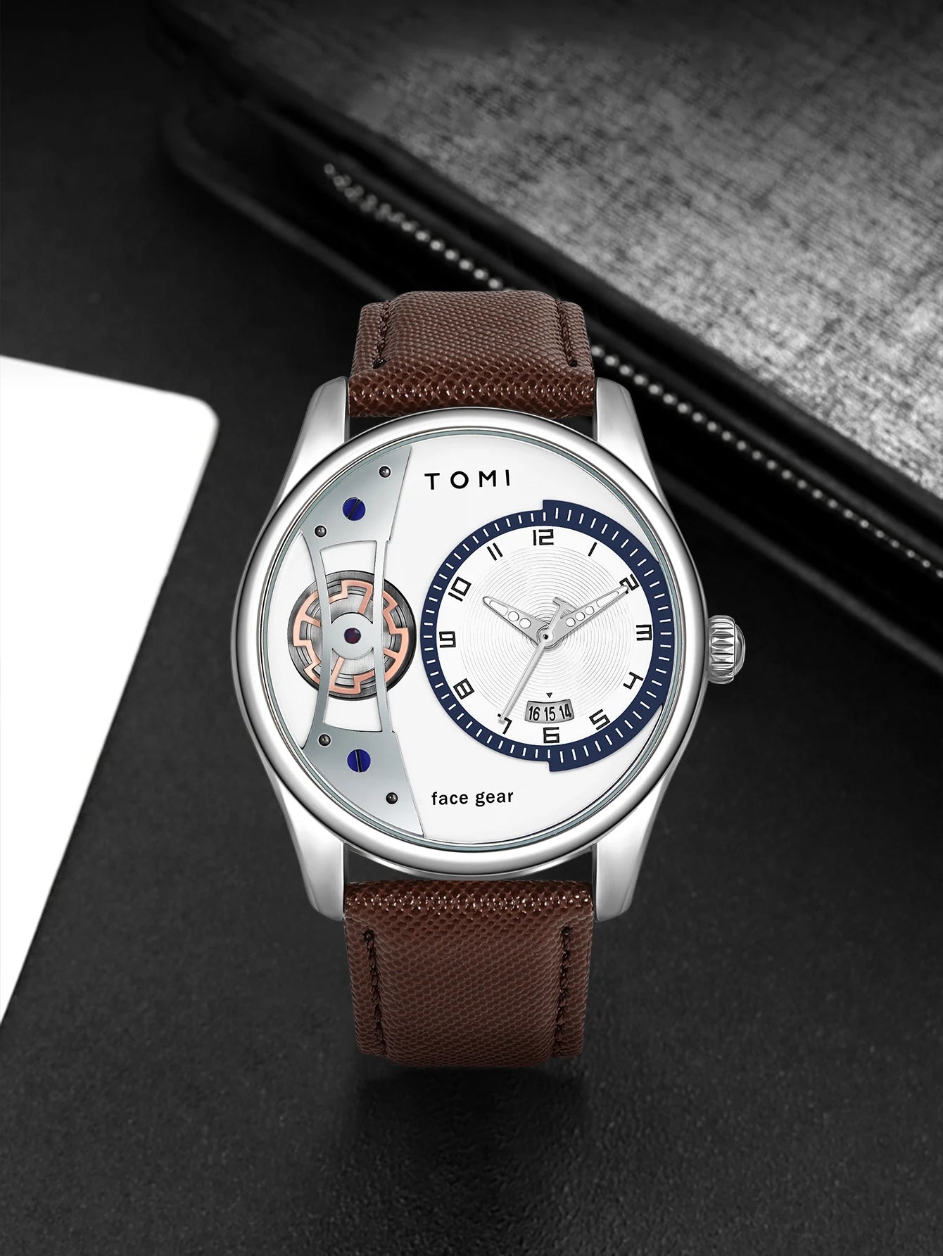 TOMI Set Gift Box for Men's Minimalist Business Quartz Watch Luxury Versatile Double Strap Detachable Watch Festival Gift