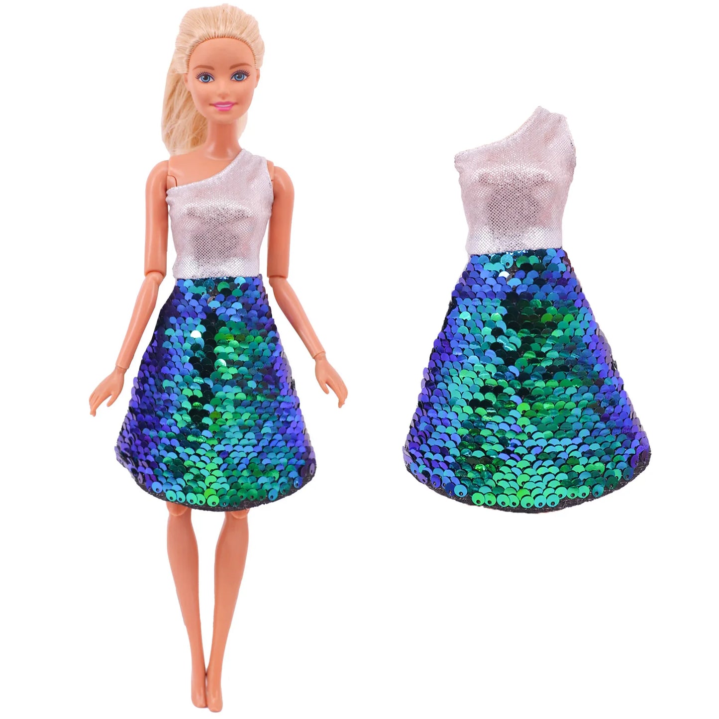 Flash Skirt Doll Dress For Barbie Clothes Accesories BJD Blyth 1/6 Dollhouse Miniature Items Toys For Girls