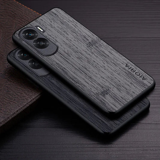 Case for Honor 90 90 Lite funda bamboo wood pattern Leather phone cover Luxury coque for Honor 90 Lite case capa