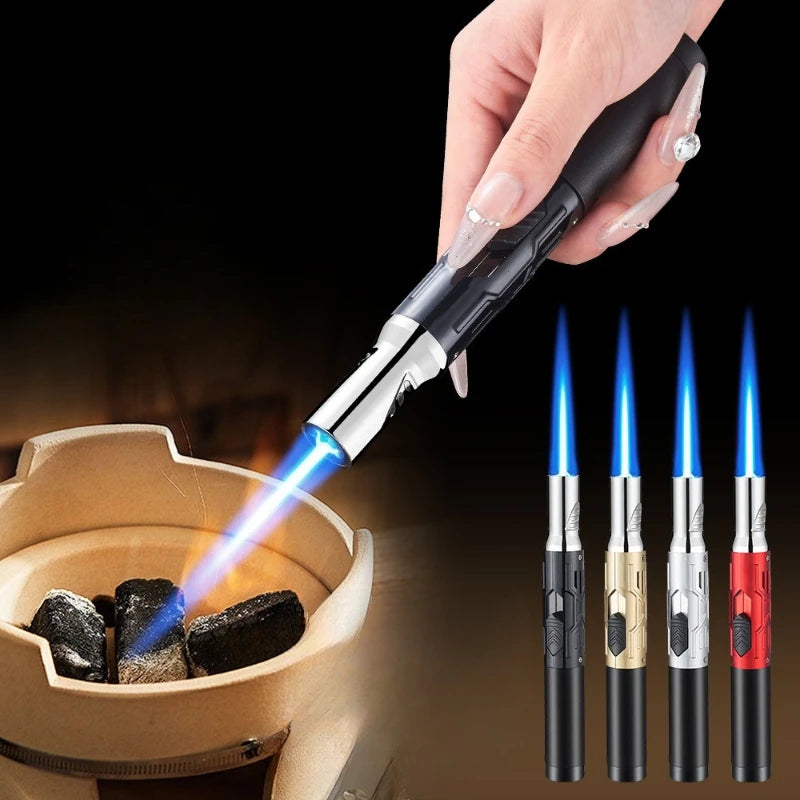New High Temperature and High Power Spray Gun Lighter Metal Windproof Flame Spray Cigar Outdoor Butane Inflatable Torch Lighter
