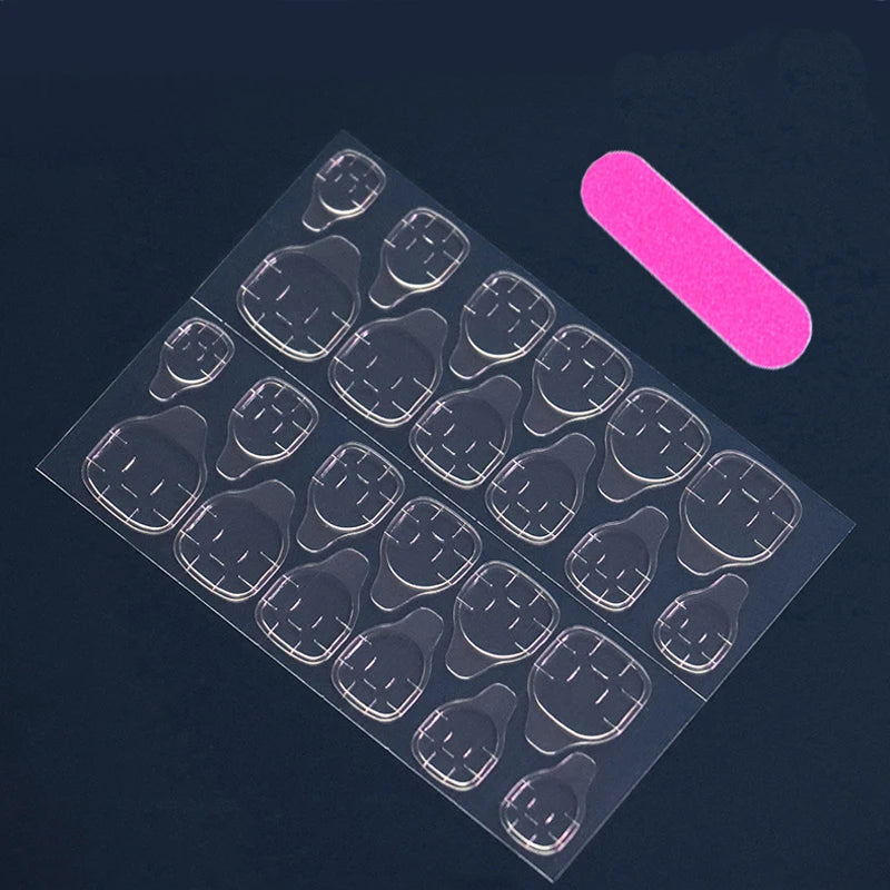 24 Almond Shaped Short Fake Nails+1 Nail File+1 Jelly Gel